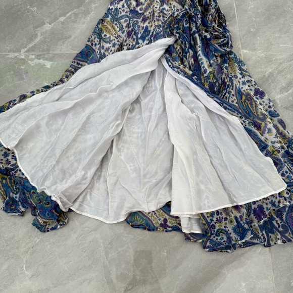 Women’s Lauren Ralph Lauren Paisley Floral Ruffle Tie Up Wrap Silk Dress Size 2 - Picture 8 of 16